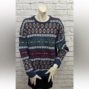 NORTHERN ISLES MULTI COLOR FAIR ISLE PRINT LONG SLEEVE SWEATER SIZE M